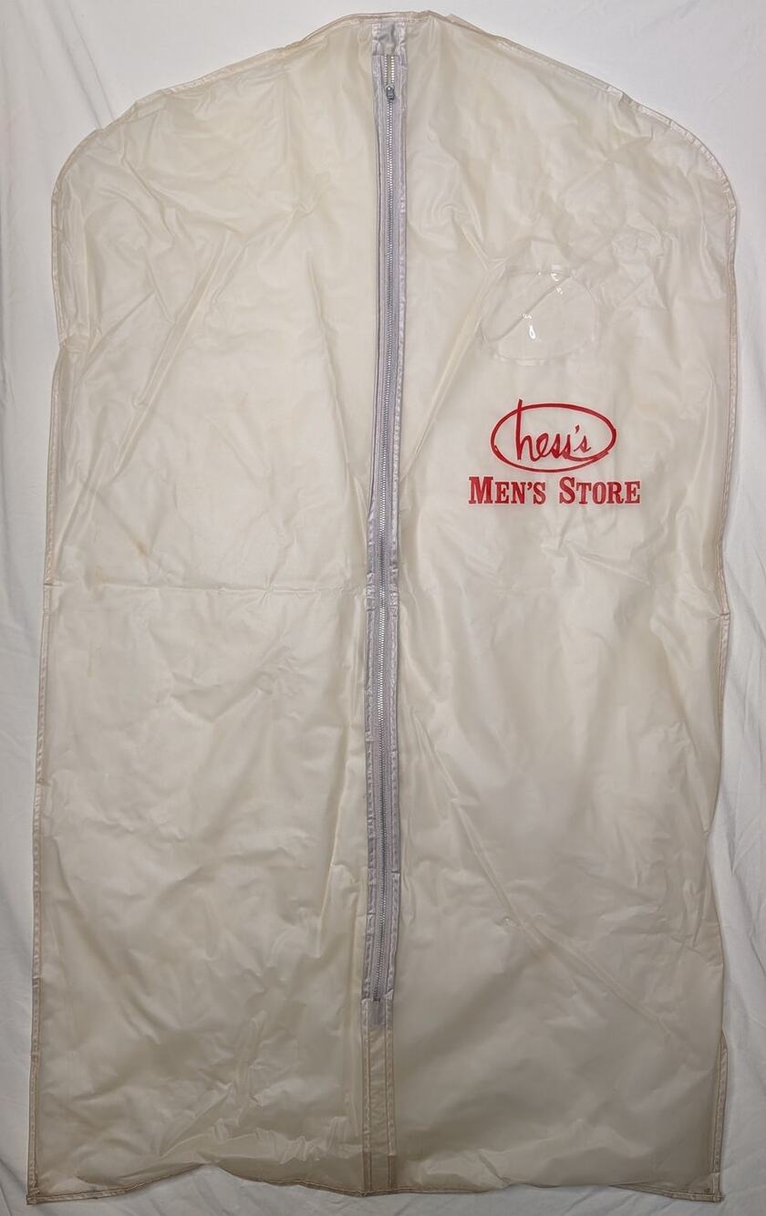Vintage Hess's Men's Store Vinyl Garment Bag Movie Show Prop Collector Unique